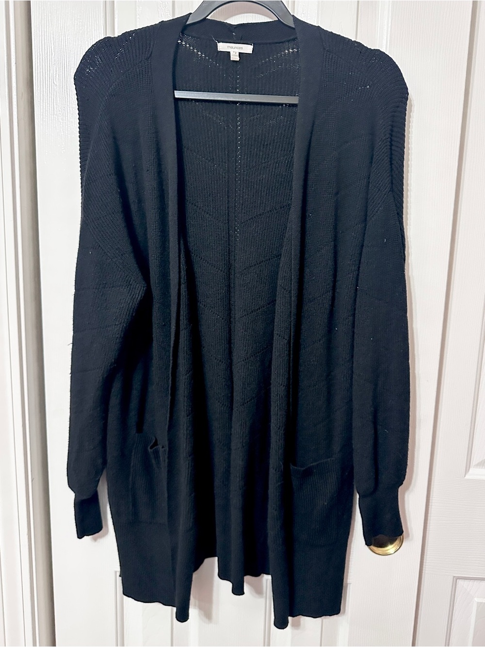 Maurices Black Open Front Long Cardigan